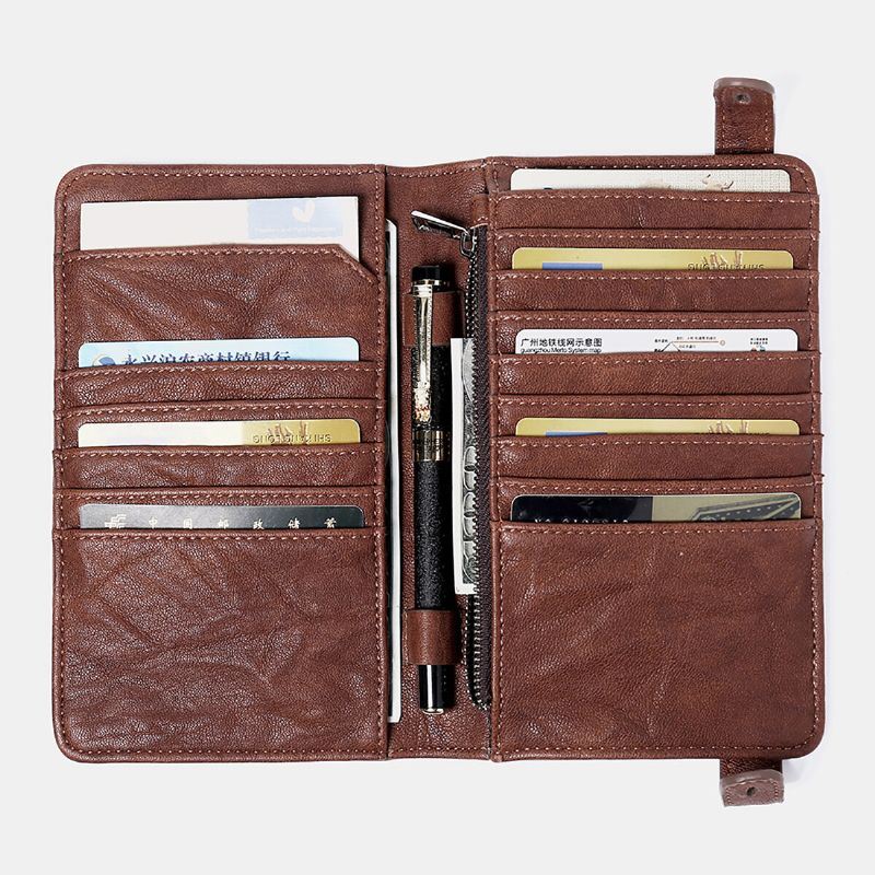 Miesten Pitkä Bifold Vintage Lompakko Monikorttipaikka Korttikotelo Puhelinlaukku Kukkaro Kytkimet Laukku