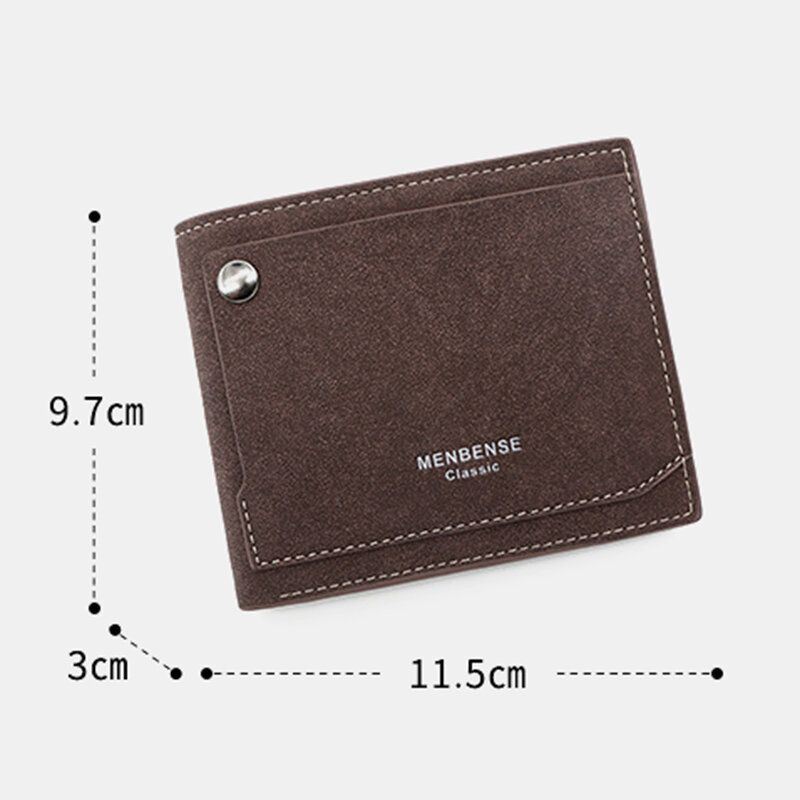 Miesten Pu Matta Nahkainen 9 Korttipaikka Korttipidike Muoti Lyhyt Bifold Ulompi Nappi Kolikko Kukkaro Money Clip Lompakko
