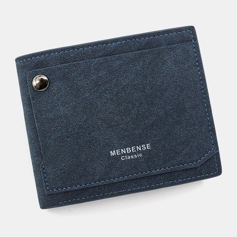Miesten Pu Matta Nahkainen 9 Korttipaikka Korttipidike Muoti Lyhyt Bifold Ulompi Nappi Kolikko Kukkaro Money Clip Lompakko