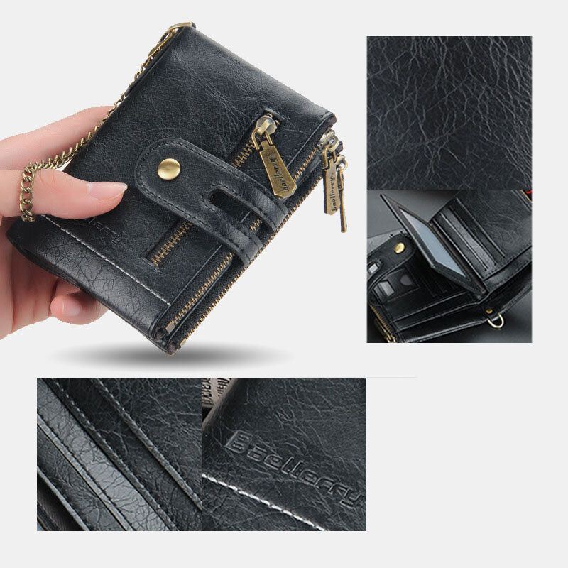 Miesten Pu Nahka Pitkä Bifold Monikorttipaikka Korttipidike Kaksinkertainen Vetoketju Kolikko Kukkaro Money Clip Lompakko