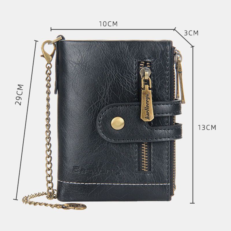 Miesten Pu Nahka Pitkä Bifold Monikorttipaikka Korttipidike Kaksinkertainen Vetoketju Kolikko Kukkaro Money Clip Lompakko