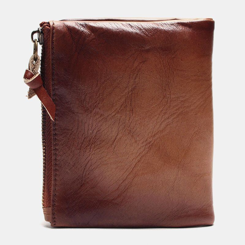 Miesten Retro Pehmeä Nahka Bifold Vetoketjullinen Lompakko 6 Korttipaikka Korttikotelo Monitoiminen Casual Kolikko Kukkaro Lompakko