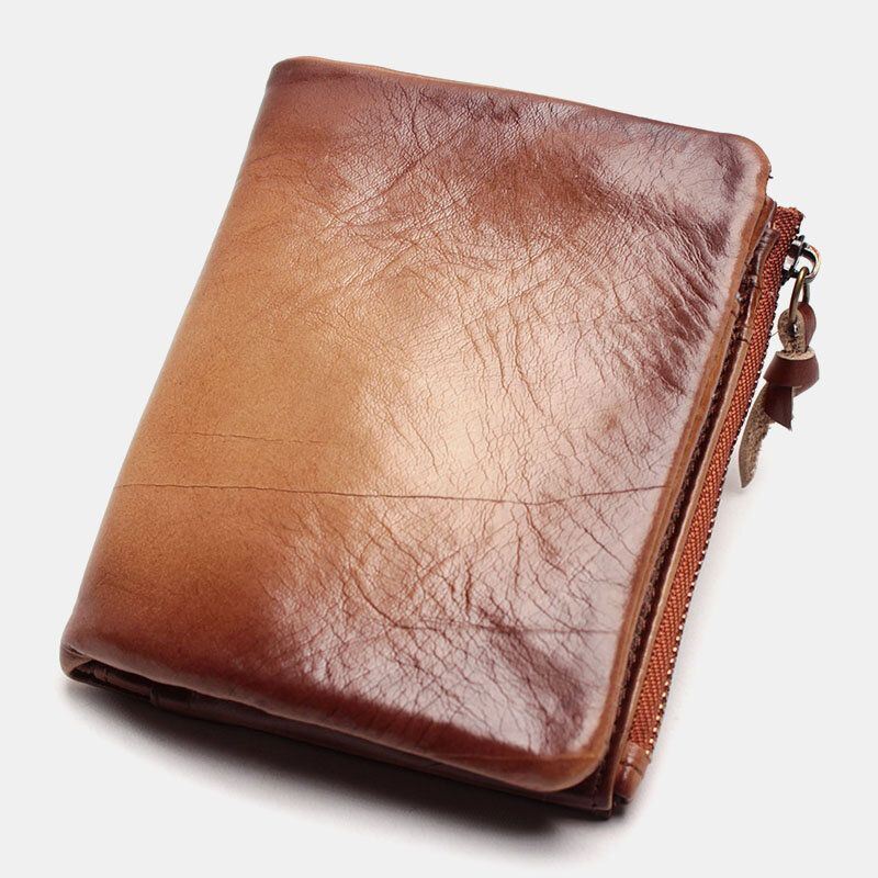 Miesten Retro Pehmeä Nahka Bifold Vetoketjullinen Lompakko 6 Korttipaikka Korttikotelo Monitoiminen Casual Kolikko Kukkaro Lompakko