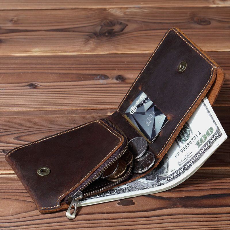 Miesten Retro Short Bifold Aitoa Nahkaa Oleva Lompakko Kolikkokukkaro Money Clip