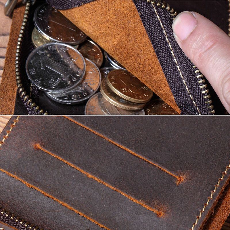 Miesten Retro Short Bifold Aitoa Nahkaa Oleva Lompakko Kolikkokukkaro Money Clip