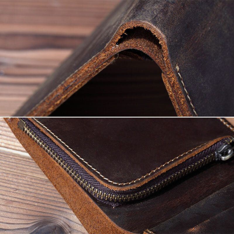 Miesten Retro Short Bifold Aitoa Nahkaa Oleva Lompakko Kolikkokukkaro Money Clip