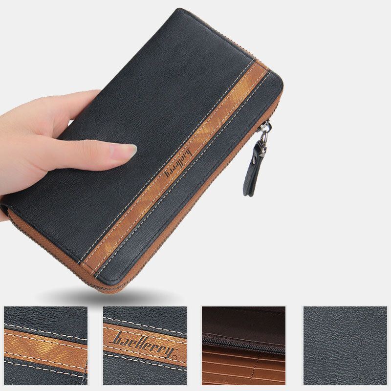 Miesten Unisex Keinonahkainen Monitoimivetoketju 6.3 Tuuman Puhelinlaukku Kytkinlompakko Monipaikkainen Korttikotelo Lompakko