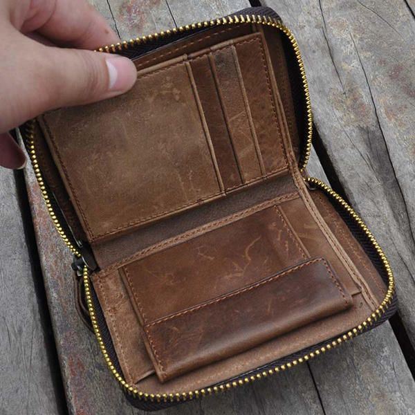 Miesten Vintage Kolikkolaukku Suuri Tilavuus Aitoa Nahkaa Oleva Lompakko