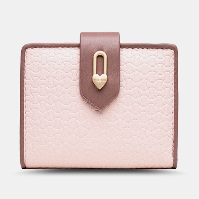 Naiset Wave Texture Pu Nahka Vetoketju Hasp Bifold Lompakko Monikorttipaikka Korttipidike Lyhyt Kolikko Kukkaro