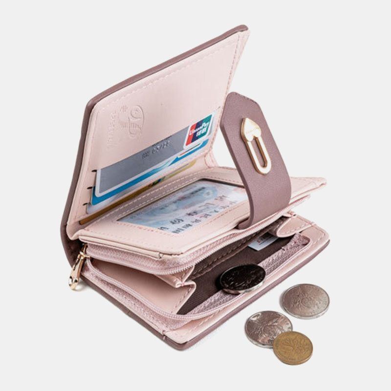 Naiset Wave Texture Pu Nahka Vetoketju Hasp Bifold Lompakko Monikorttipaikka Korttipidike Lyhyt Kolikko Kukkaro