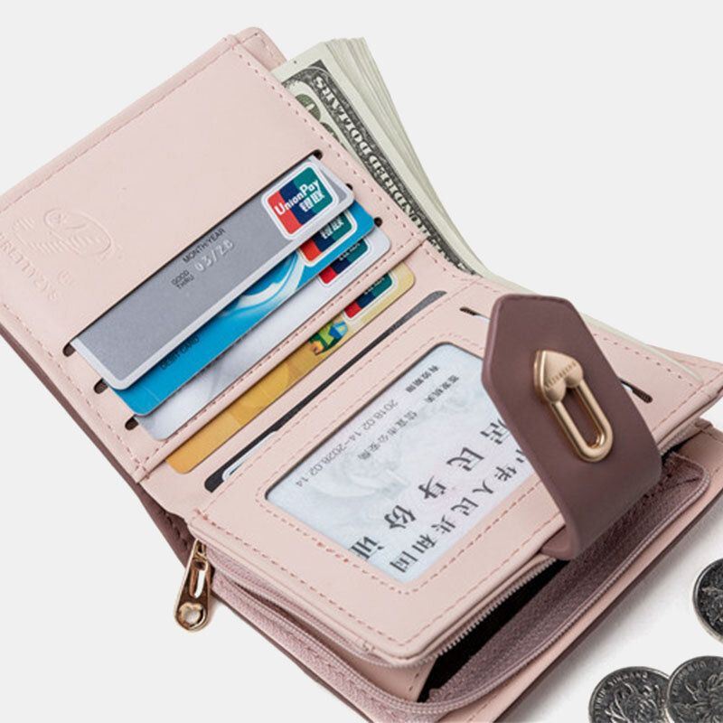 Naiset Wave Texture Pu Nahka Vetoketju Hasp Bifold Lompakko Monikorttipaikka Korttipidike Lyhyt Kolikko Kukkaro
