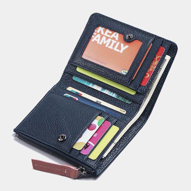 Naisten Aitoa Nahkaa Bifold Hasp Vetoketju Monitoimi Kolikkokukkaro Money Clip Lyhyt Lompakko
