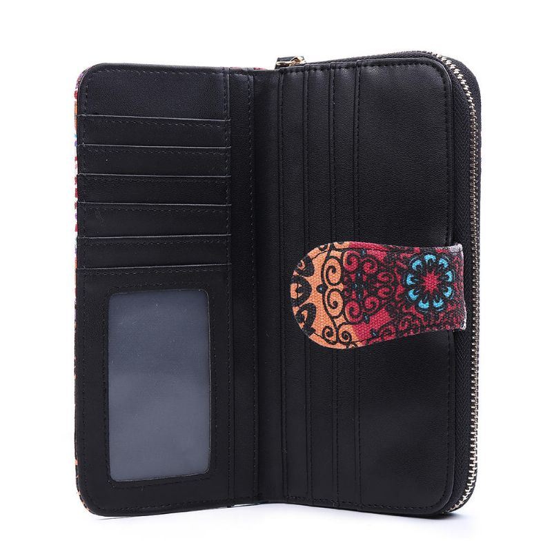 Naisten Canvas Bohemian Long Wallet Muti-kolikkopeli