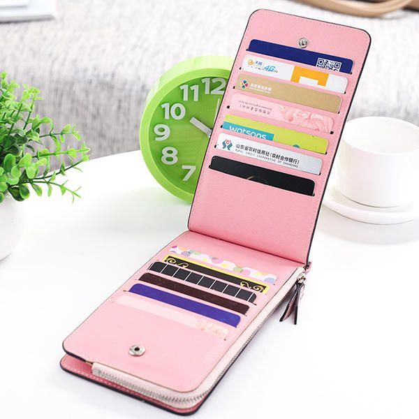Naisten Mikrokuituliinahkainen Multi Card Slots Lompakkokorttikotelo Puhelinlaukku