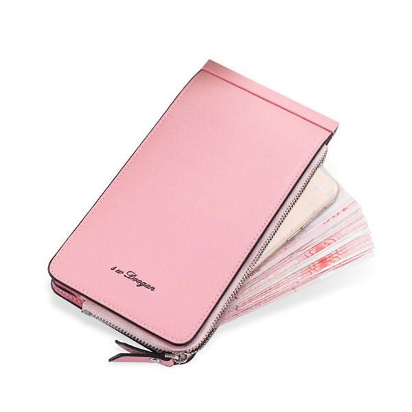 Naisten Mikrokuituliinahkainen Multi Card Slots Lompakkokorttikotelo Puhelinlaukku