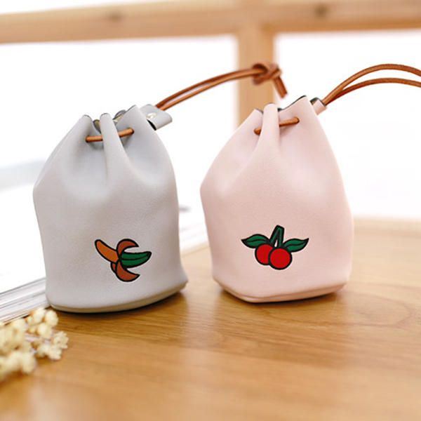 Naisten Pu-nahkainen Hedelmäkuvioinen Kolikkolaukku String Change Bag