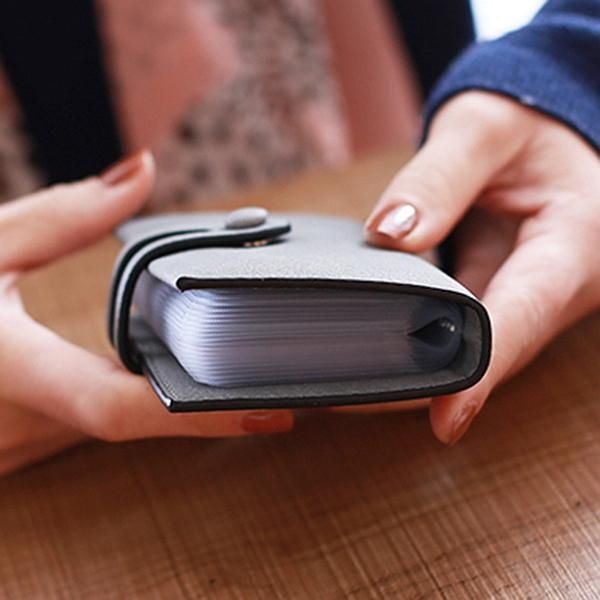 Naisten Pu Solid Lyhyt Lompakko 20 Card Slot Korttipidike Tiivis