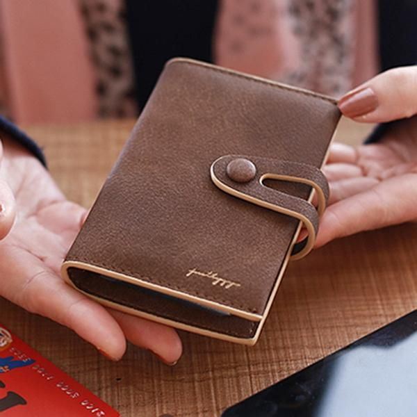 Naisten Pu Solid Lyhyt Lompakko 20 Card Slot Korttipidike Tiivis