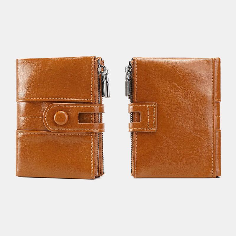 Naisten Varkaudenesto 6 Korttipaikkaa Oil Wax Bifold Lompakko