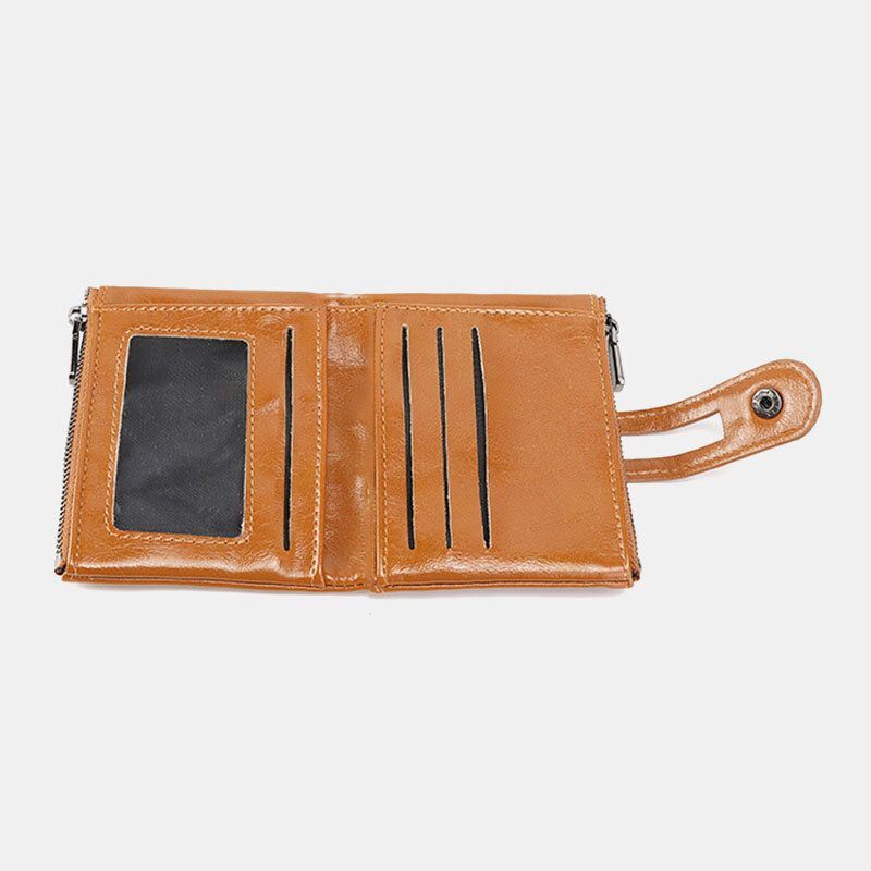 Naisten Varkaudenesto 6 Korttipaikkaa Oil Wax Bifold Lompakko