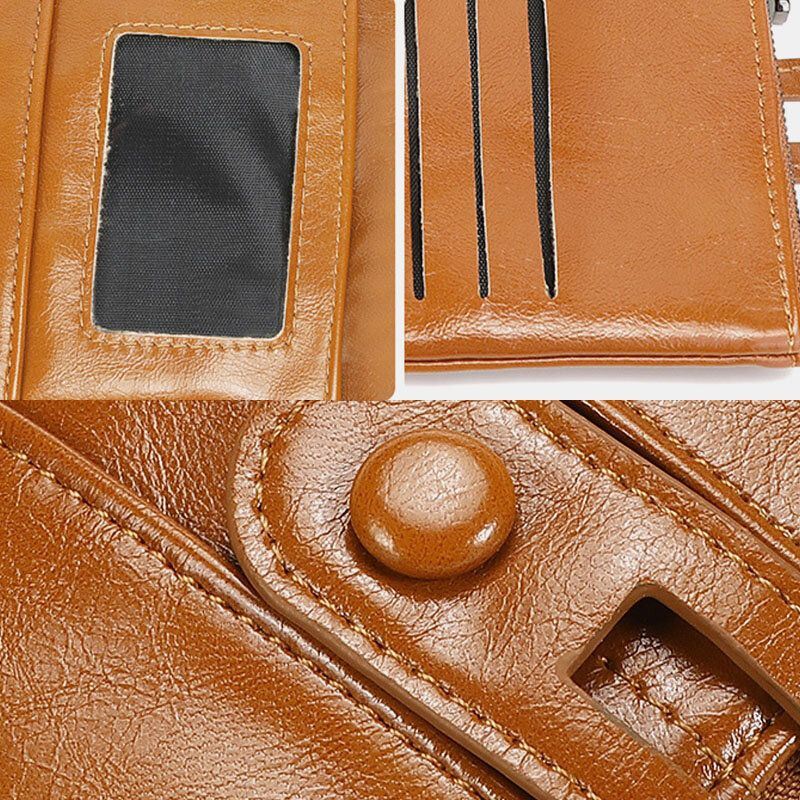 Naisten Varkaudenesto 6 Korttipaikkaa Oil Wax Bifold Lompakko