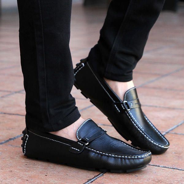 Miehet Nahka Vapaa-ajan Ajo Ulkona Pehmeät Flats Loafers Kengät
