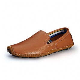 Miehet Nahka Vapaa-ajan Ulkona Ajaminen Slip On Flats Loafers Kengät