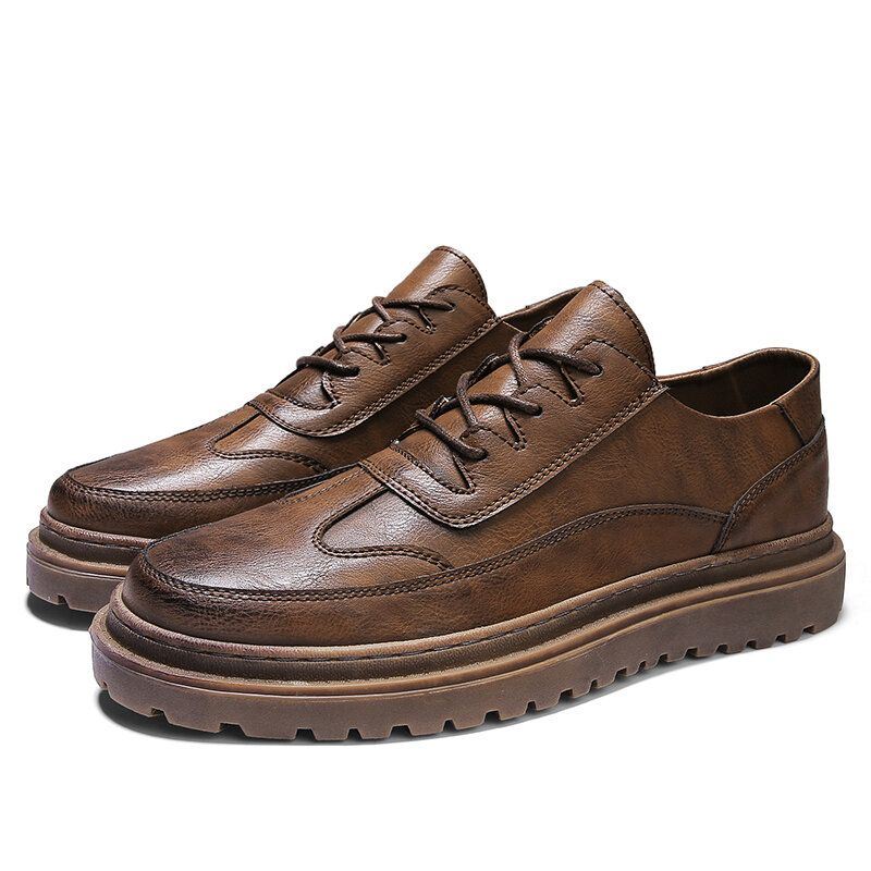 Miesten Brogue Microfiber Nahka Liukumattomat Puettavat Vintage Vapaa-ajan Kengät