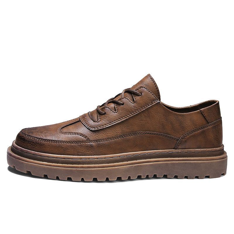 Miesten Brogue Microfiber Nahka Liukumattomat Puettavat Vintage Vapaa-ajan Kengät