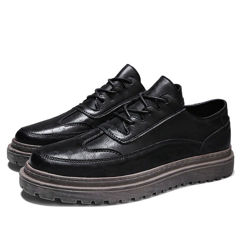 Miesten Brogue Microfiber Nahka Liukumattomat Puettavat Vintage Vapaa-ajan Kengät