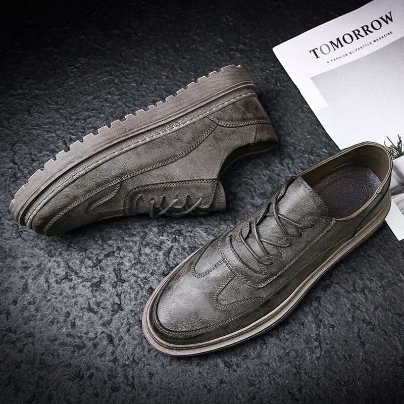 Miesten Brogue Microfiber Nahka Liukumattomat Puettavat Vintage Vapaa-ajan Kengät