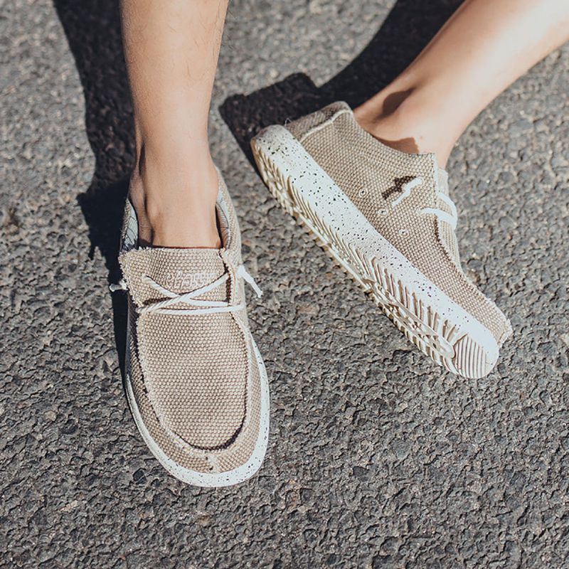 Miesten Canvas Casual Weave Pehmeäpohjaiset Kävelyloaferit