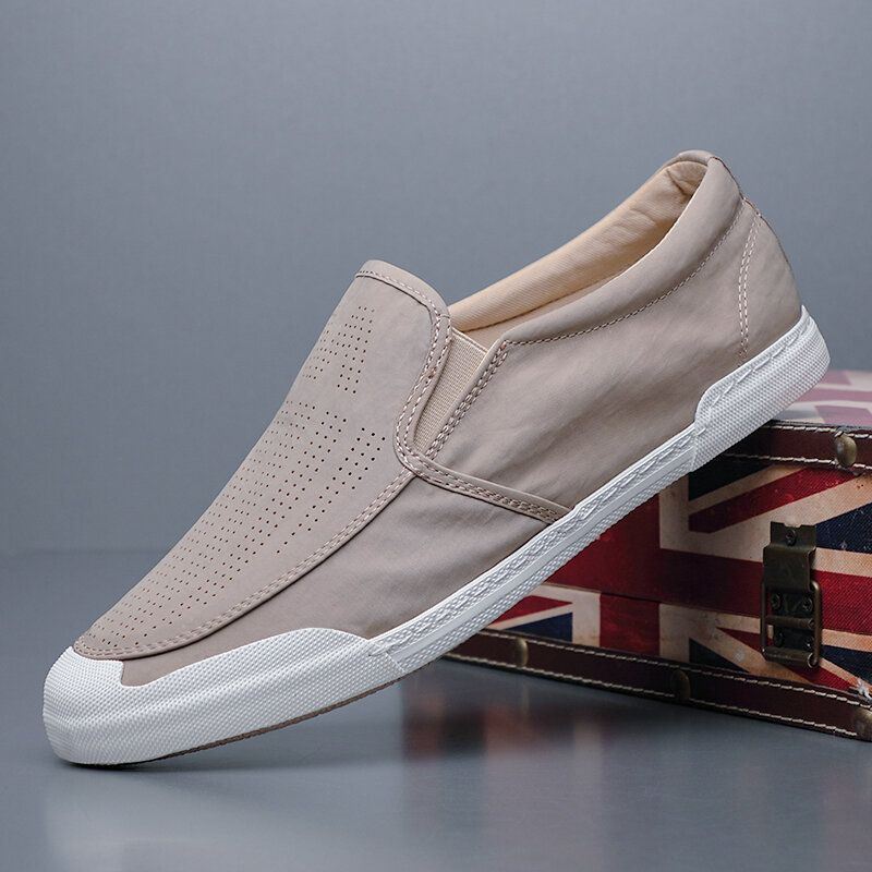 Miesten Hengittävä Ice Silk Pehmeä Mukava Pohja Vankka Slip On Casual Court Shoes