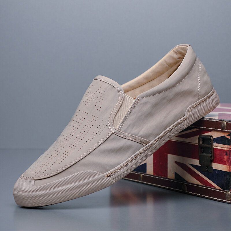 Miesten Hengittävä Ice Silk Pehmeä Mukava Pohja Vankka Slip On Casual Court Shoes