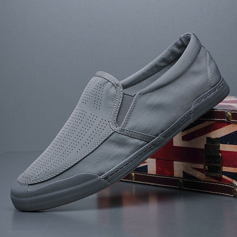 Miesten Hengittävä Ice Silk Pehmeä Mukava Pohja Vankka Slip On Casual Court Shoes