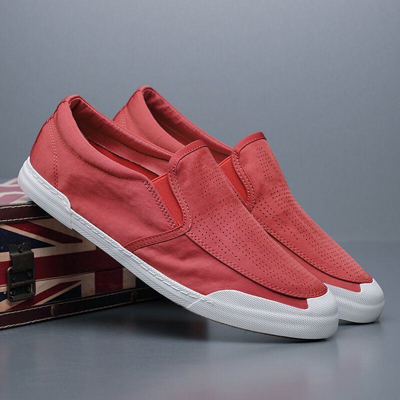 Miesten Hengittävä Ice Silk Pehmeä Mukava Pohja Vankka Slip On Casual Court Shoes