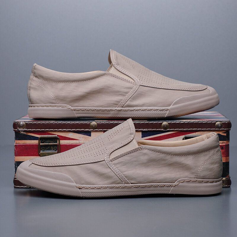 Miesten Hengittävä Ice Silk Pehmeä Mukava Pohja Vankka Slip On Casual Court Shoes