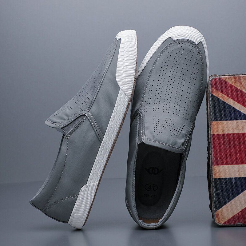 Miesten Hengittävä Ice Silk Pehmeä Mukava Pohja Vankka Slip On Casual Court Shoes