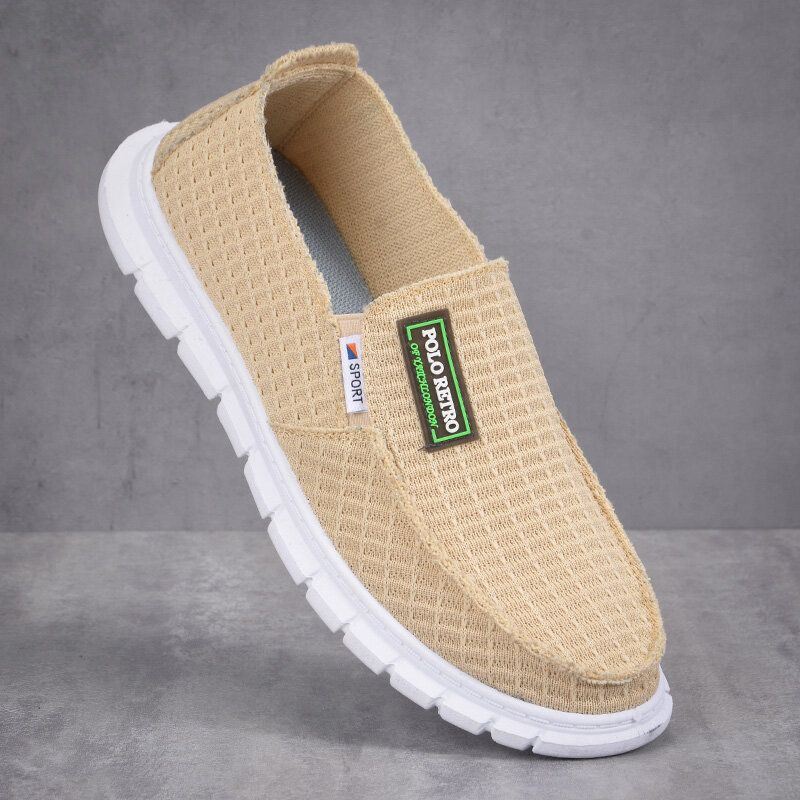 Miesten Hengittävä Kangas Pehmeä Pohja Kevyt Slip On Mukavat Työskentely Casual Loafers Kengät