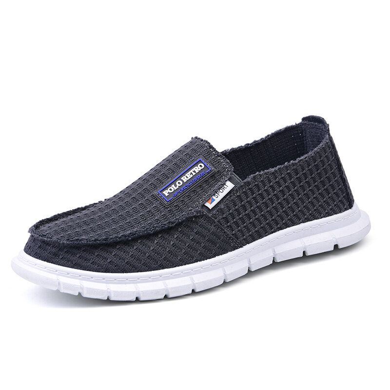 Miesten Hengittävä Kangas Pehmeä Pohja Kevyt Slip On Mukavat Työskentely Casual Loafers Kengät
