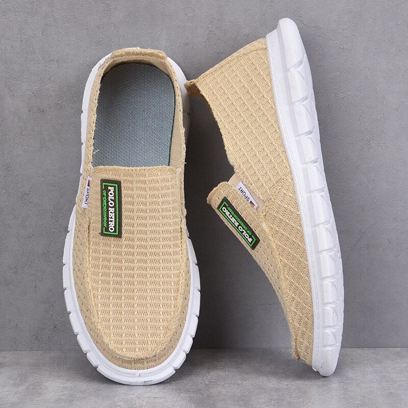 Miesten Hengittävä Kangas Pehmeä Pohja Kevyt Slip On Mukavat Työskentely Casual Loafers Kengät