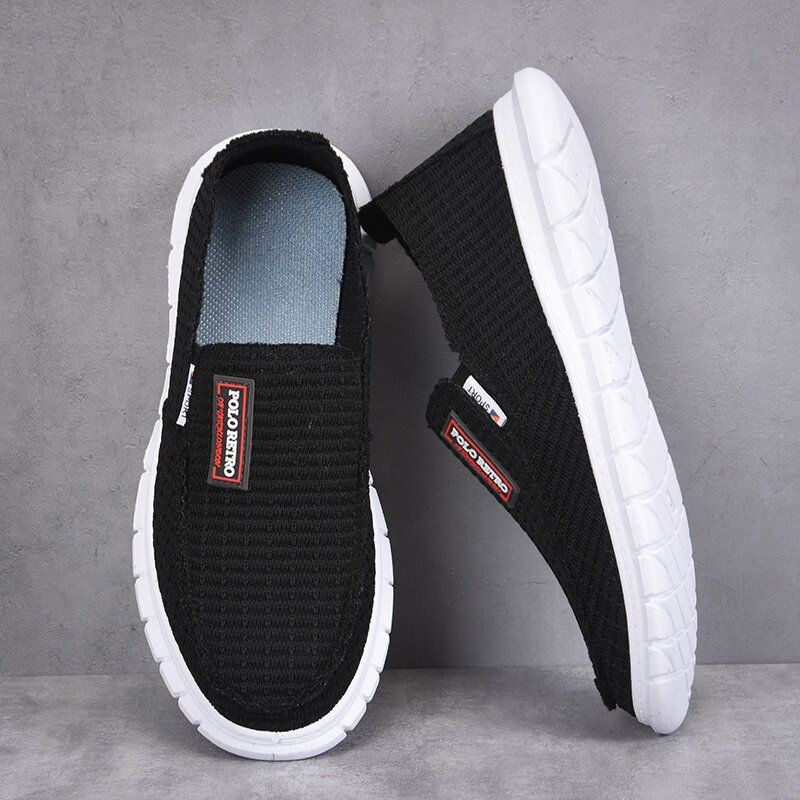 Miesten Hengittävä Kangas Pehmeä Pohja Kevyt Slip On Mukavat Työskentely Casual Loafers Kengät