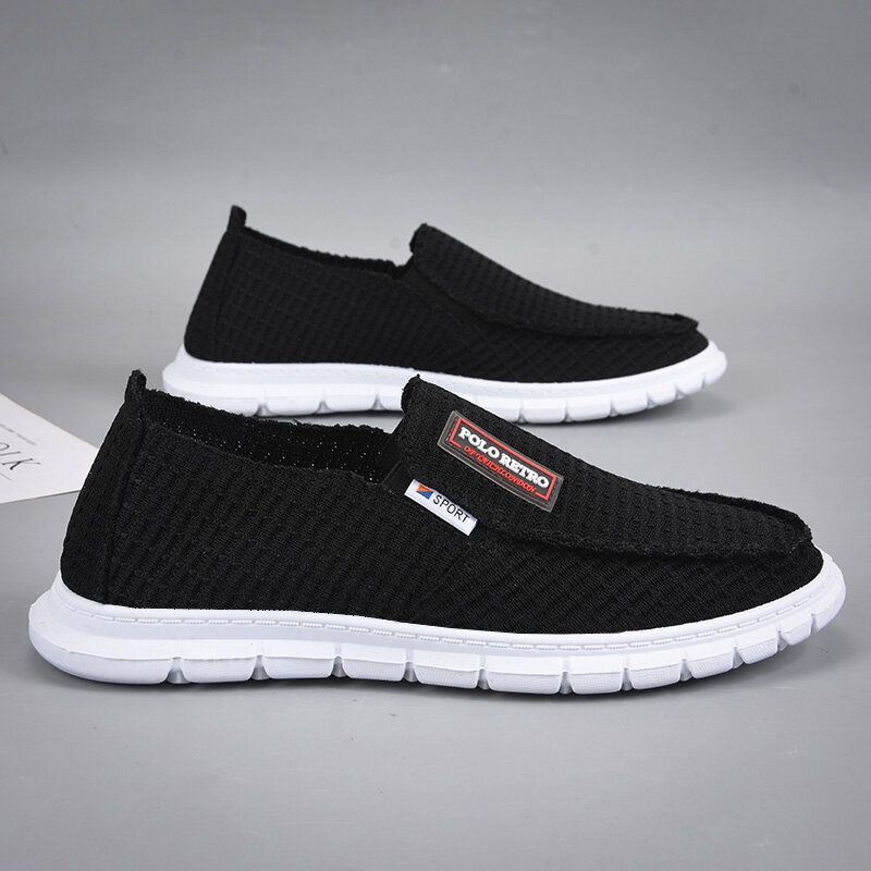 Miesten Hengittävä Kangas Pehmeä Pohja Kevyt Slip On Mukavat Työskentely Casual Loafers Kengät