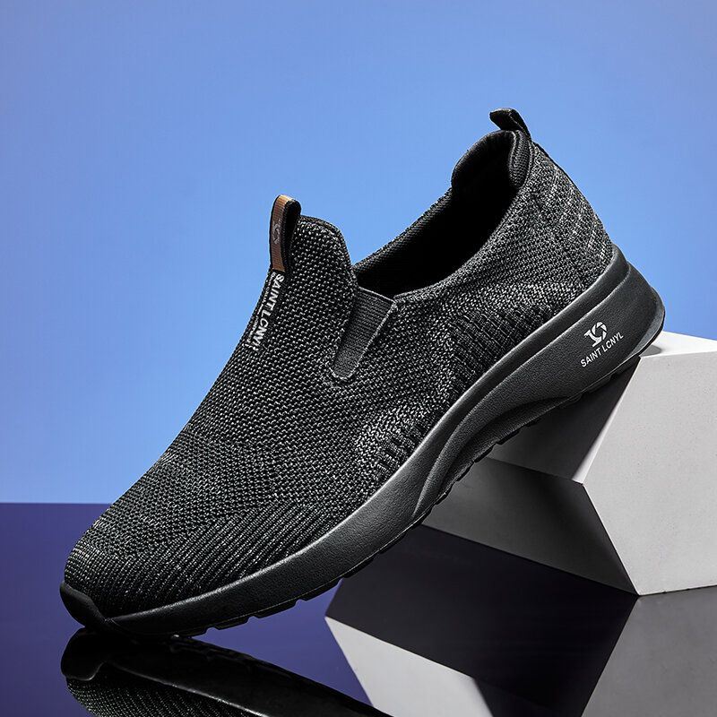 Miesten Hengittävä Pehmeä Pohja Luistamaton Miellyttävä Kangas Slip On Rento Kävelykengät