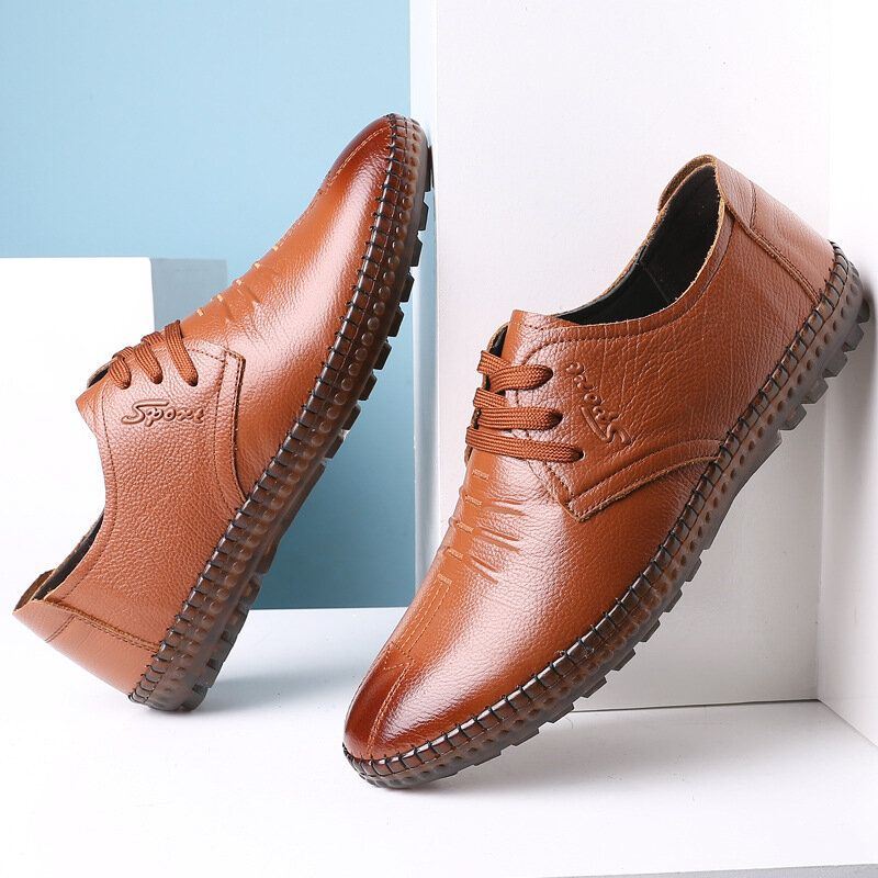 Miesten Käsinompeleet Business Casual -lehmännahkakengät