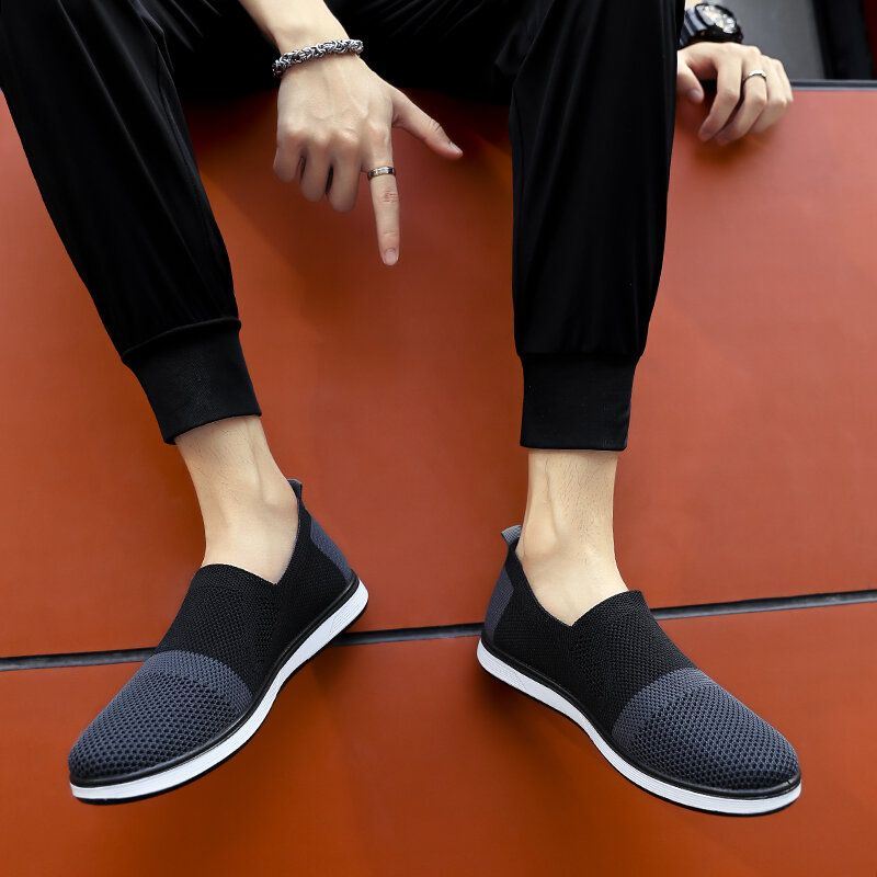 Miesten Mesh Rentolenkkarit Kevyet Hengittävä Sneaker Rento Urheilu Kengät Neulottu Mukava Litteä