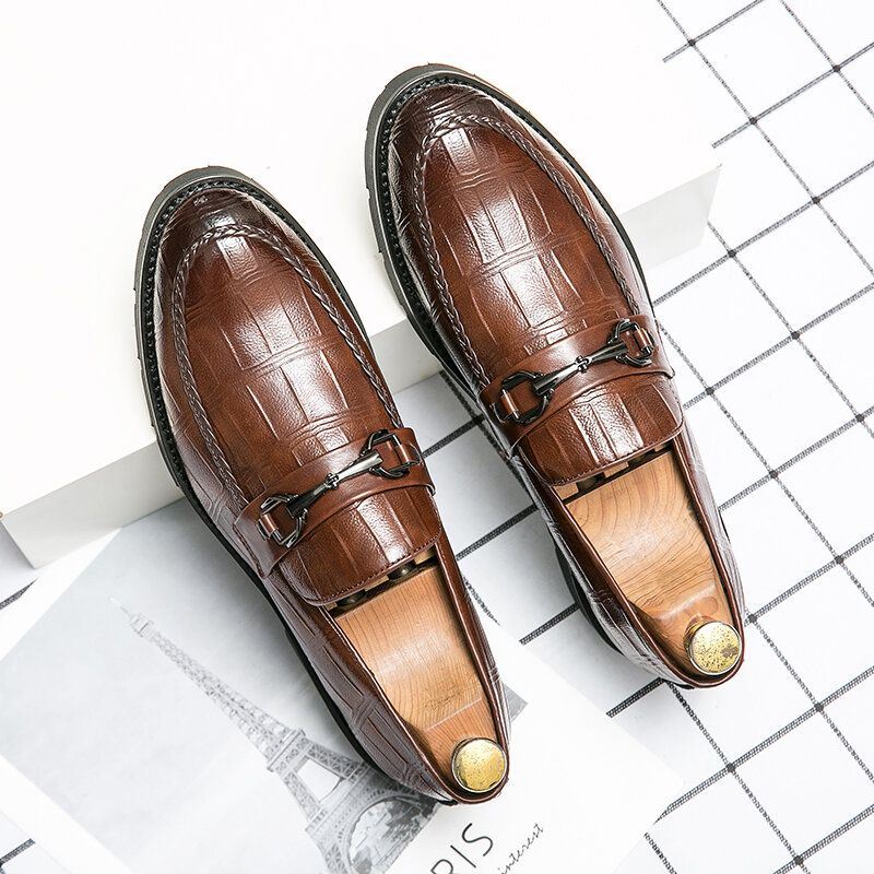 Miesten Mikrokuituliina Hengittävä Pehmeä Pohja Retro Slip Englannin Style Casual Business Kengät