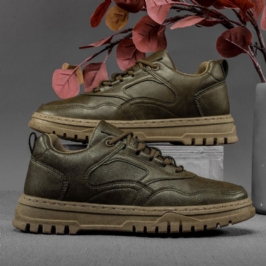 Miesten Mikrokuituliinahkaa Hengittävä Pehmeä Pohja Alusta Pure Color Casual Court Shoes