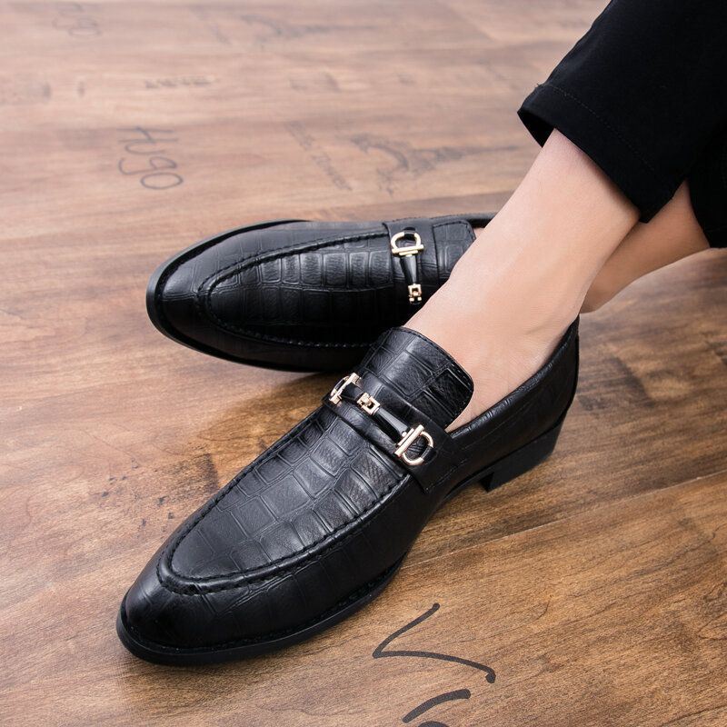 Miesten Mikrokuitunahka Hengittävä Pehmeä Pohja Klassisissa Solid Casual Business -kengissä