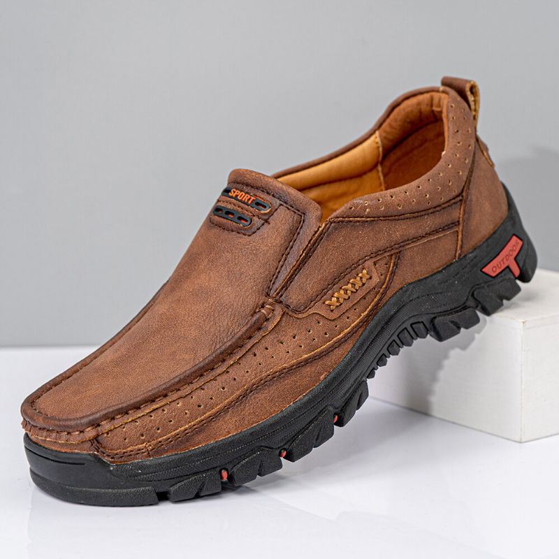 Miesten Mukavat Slip On Loafers Liukumattomat Pehmeät Rento Business Kävely Nahka Kengät